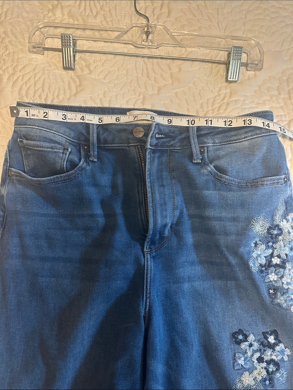 DRIFTWOOD Blue Embroidered Wide Leg Trouser Jeans - Picture 5 of 8